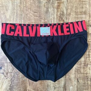 Men’s Vintage Calvin Klein X Micro Black Hip Briefs with Red Logo Waistband